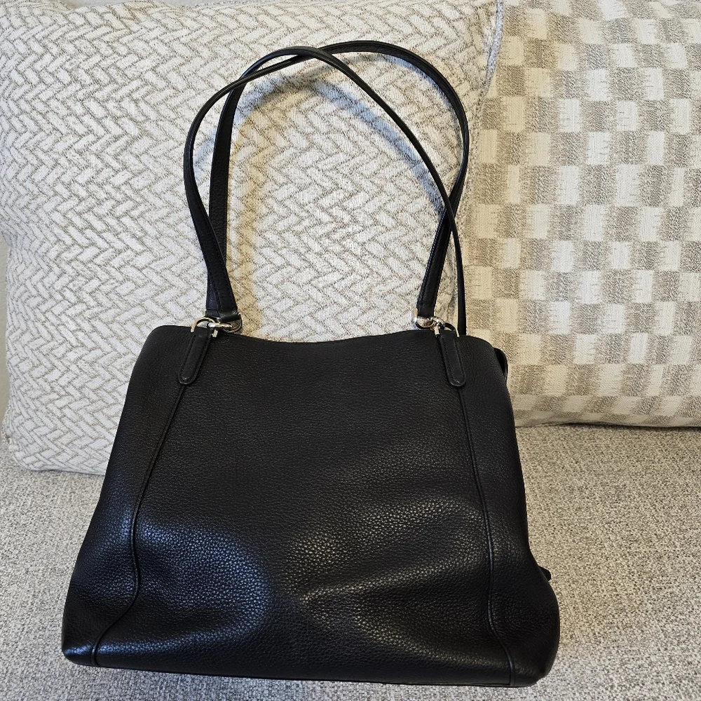 ♡ Kate Spade Black Leather Tote Bag EUC - Picture 3 of 11